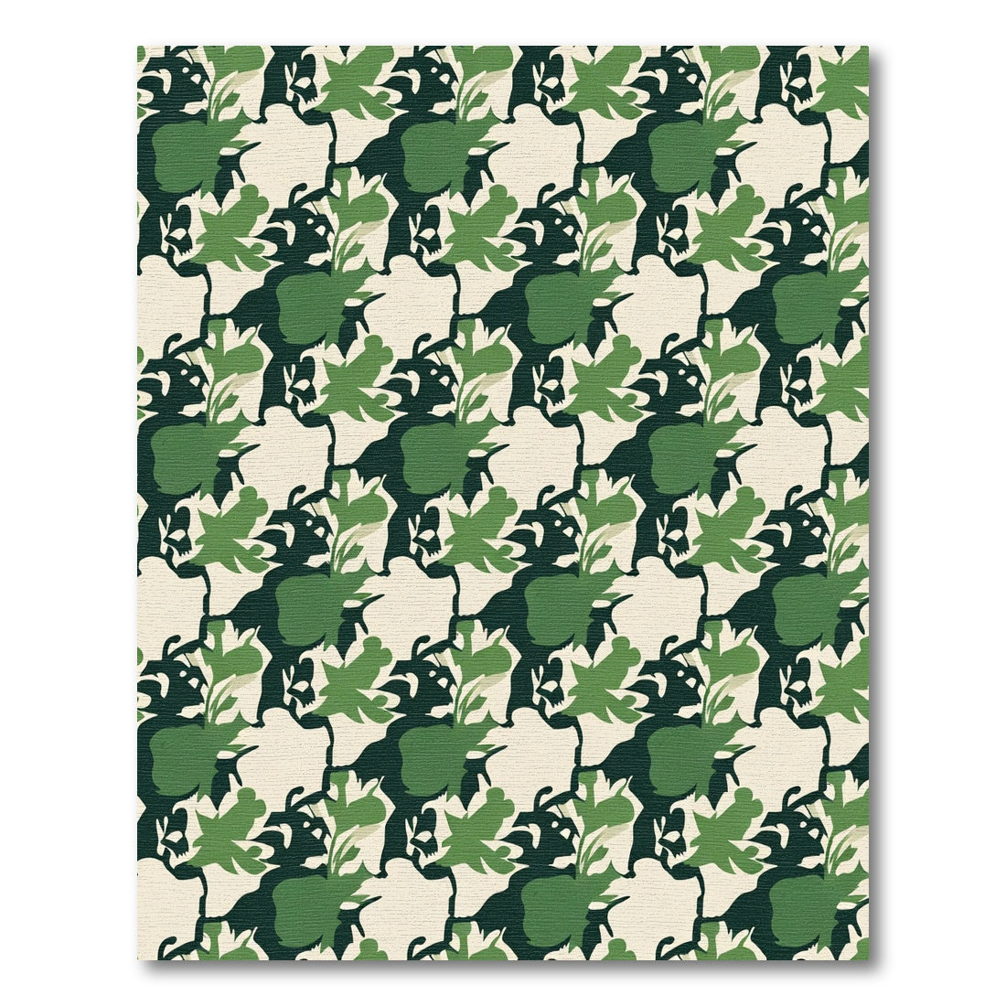 Green Leaf Abstract Organic Texture Rug