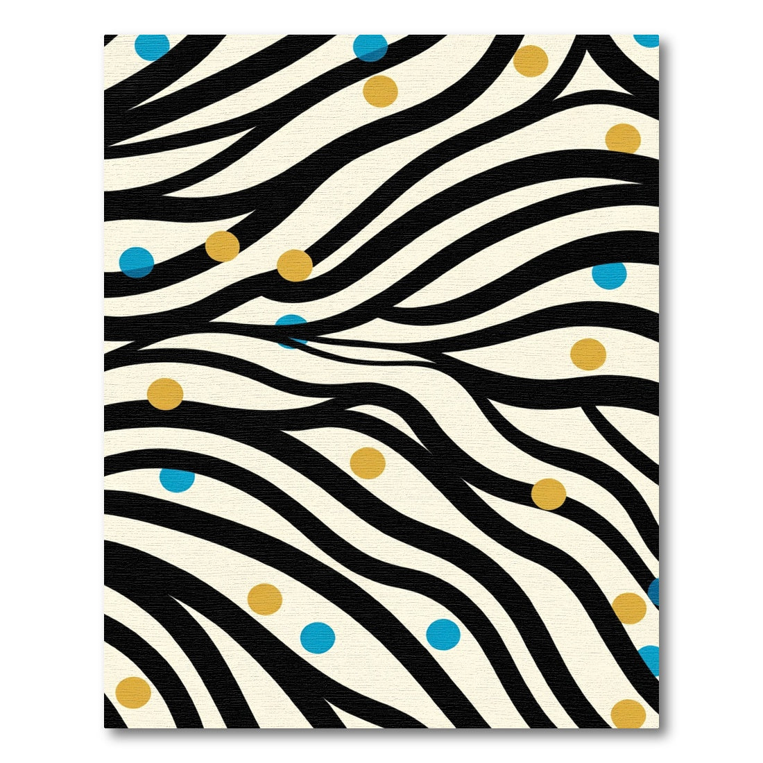 Black Golden Blue Polka Dot Waves Rug
