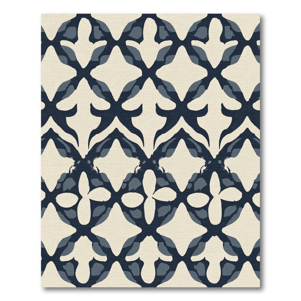 Indigo Blue Quatrefoil Lattice Rug
