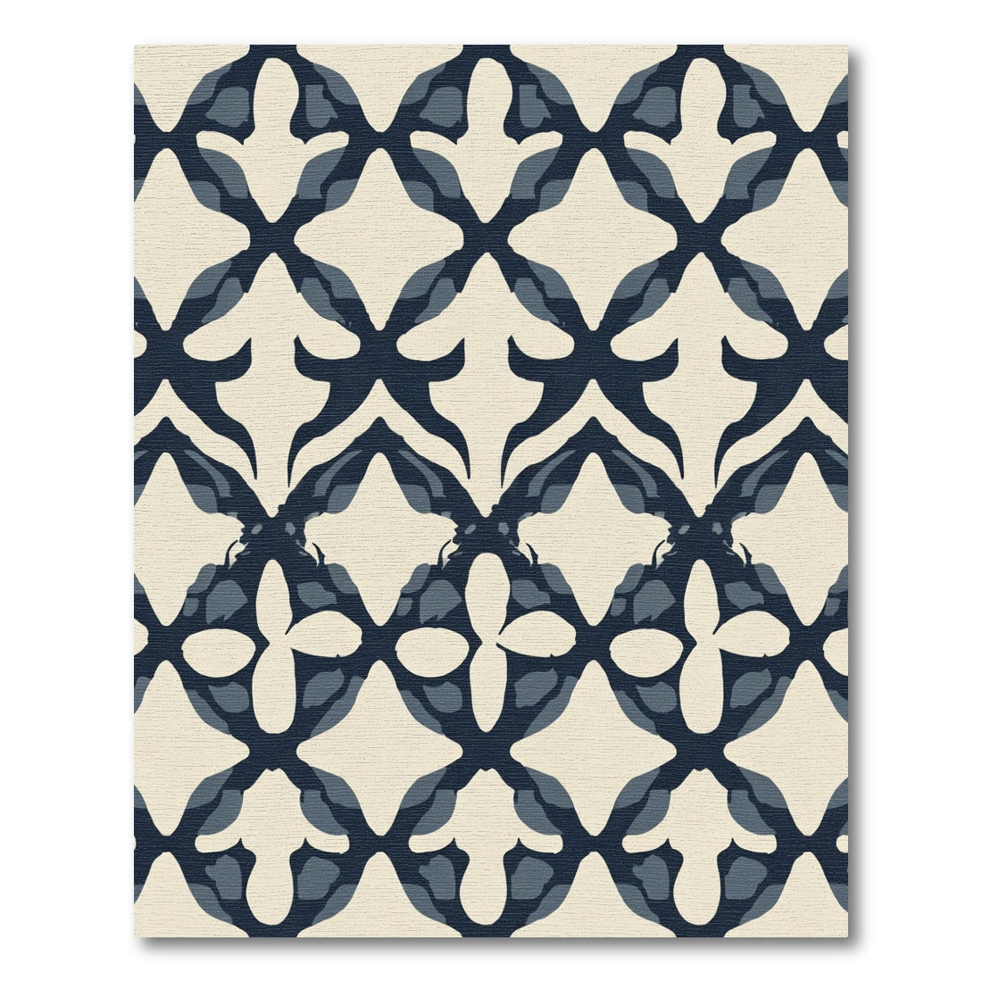 Indigo Blue Quatrefoil Lattice Rug