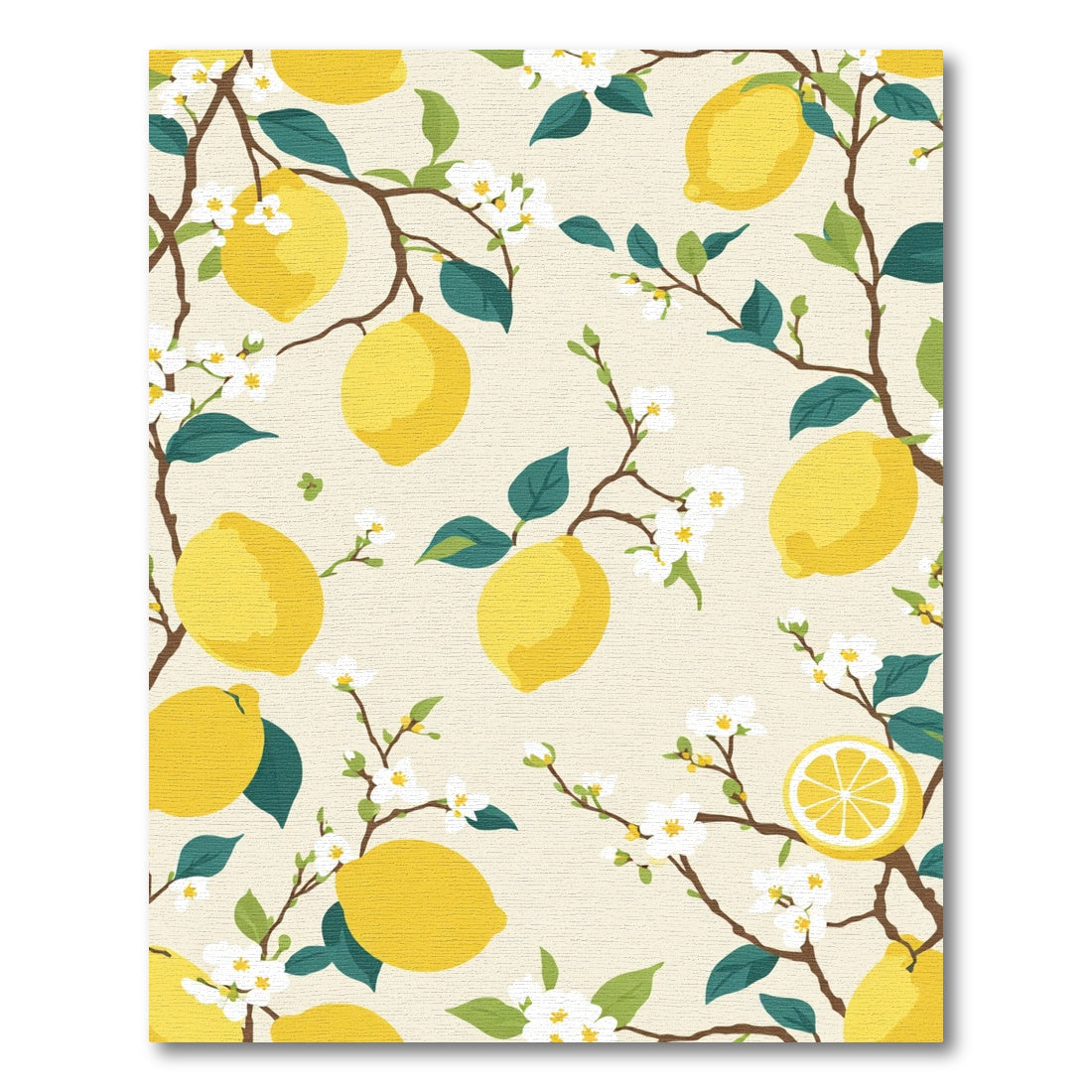 Yellow Lemon Blossom Branch Arrangement Rug