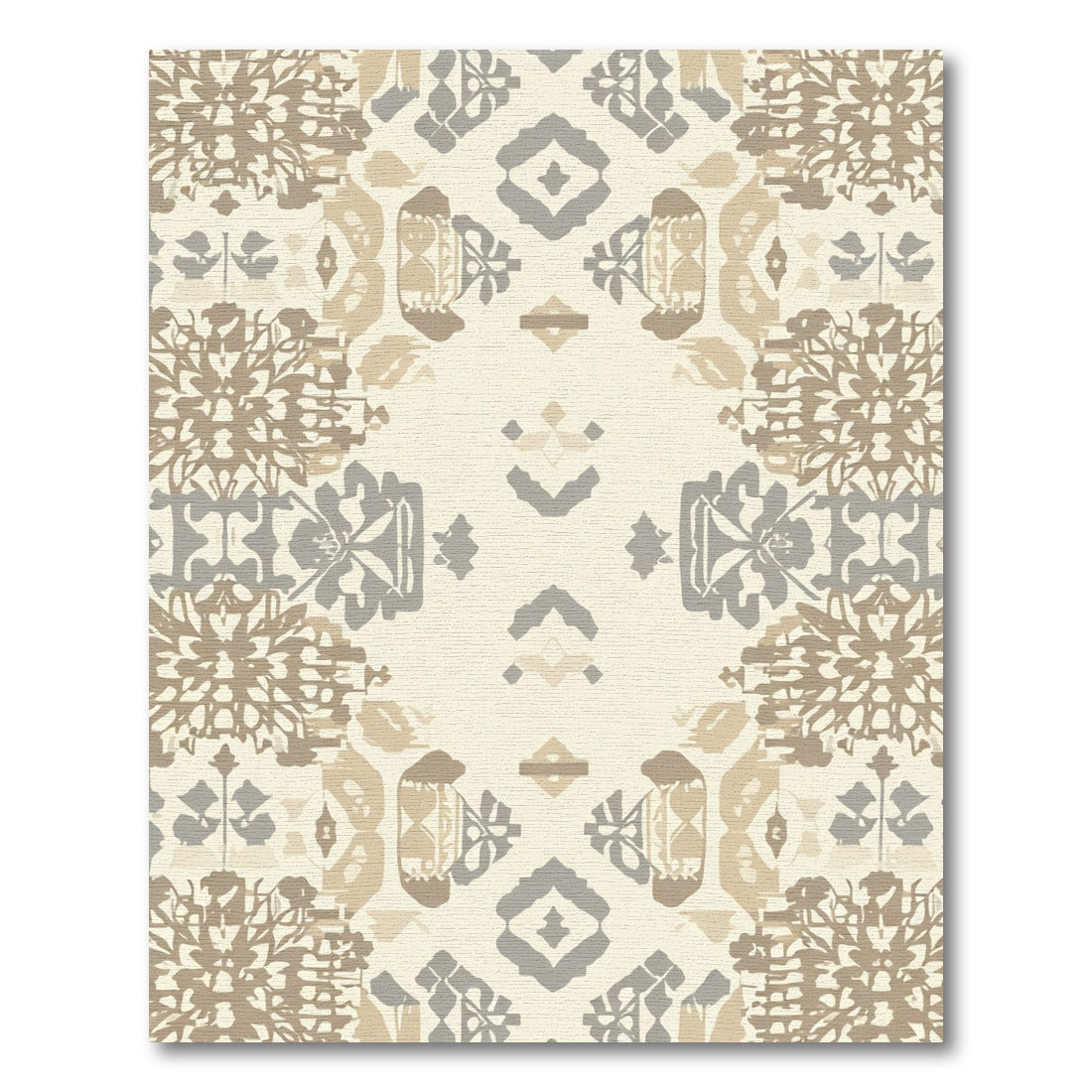 Neutral Earthy Tone Tribal Medallion Layout Rug