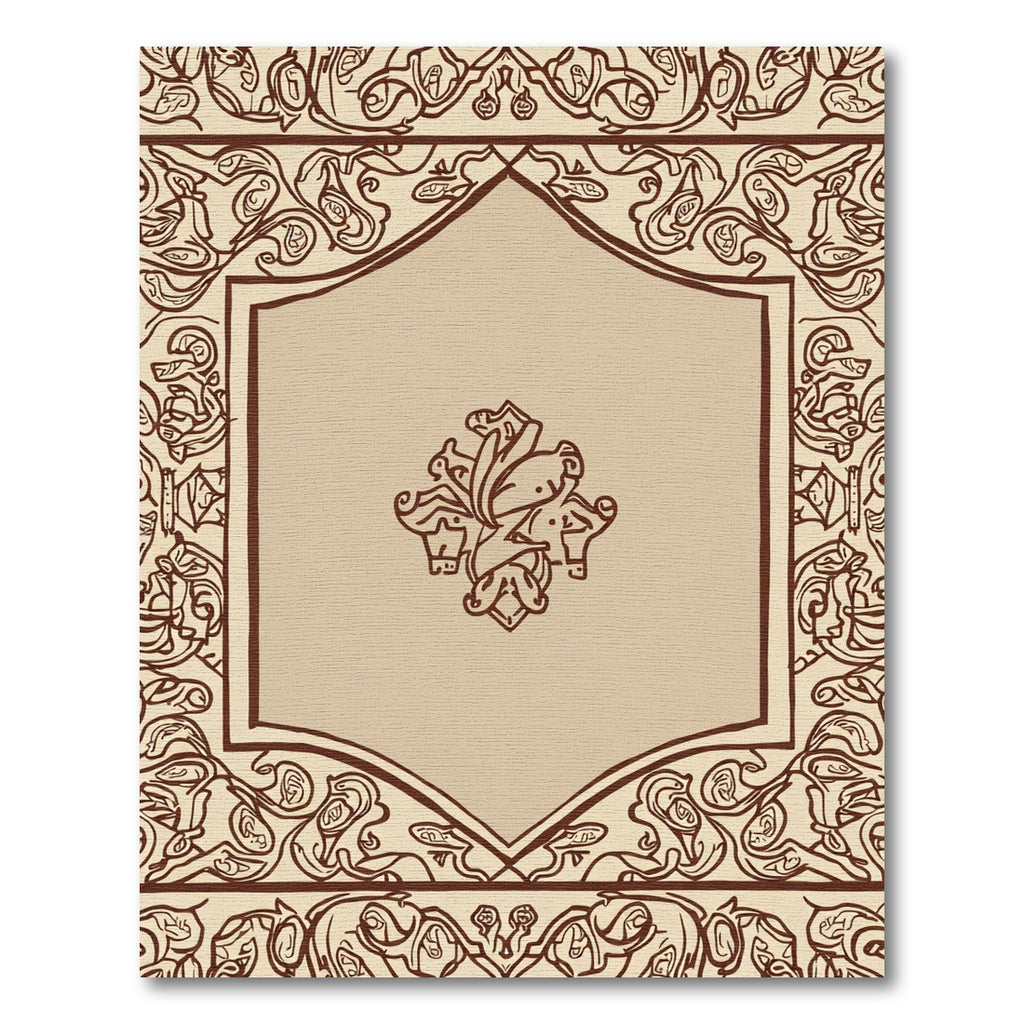 Ornate Brown Floral Scrollwork Rug