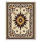 Brown Gold Centered Star Border Rug