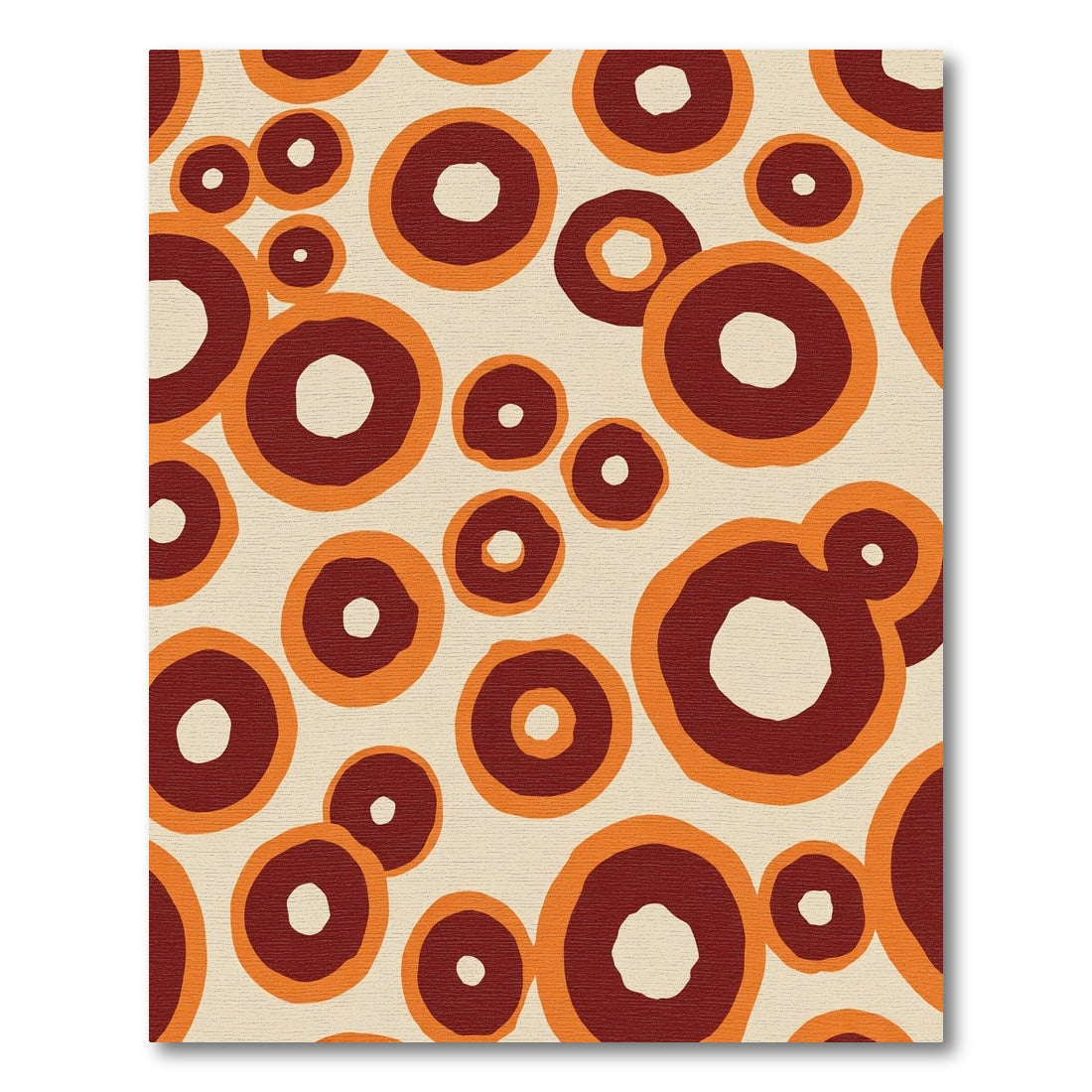 Crimson Orange Concentric Circles Rug
