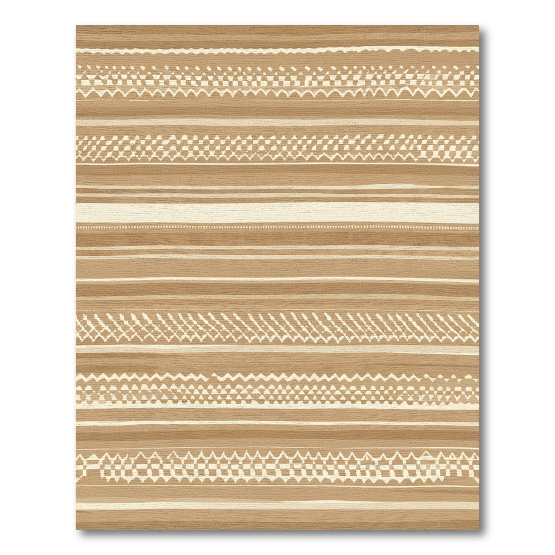 Tan Striped Geometric Tribal Rug