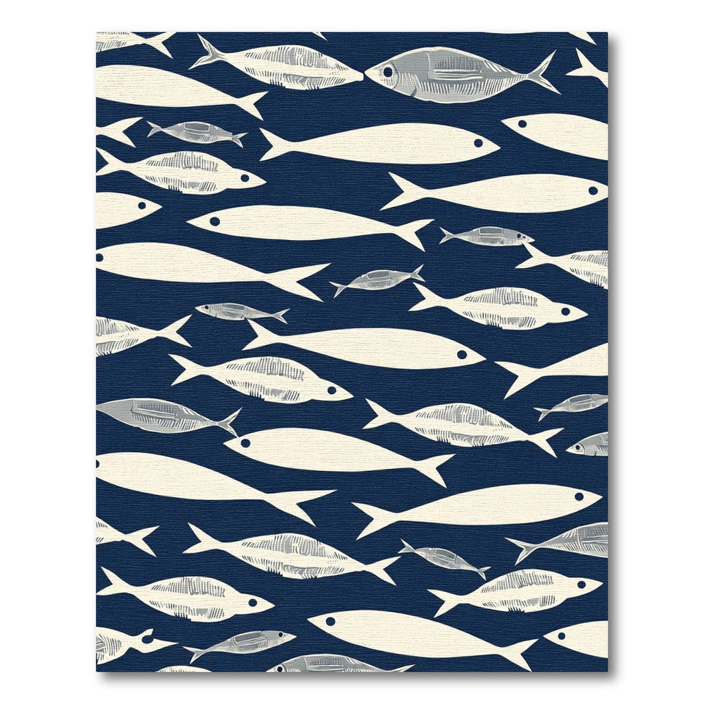 Schooling Fish Navy Blue Rug