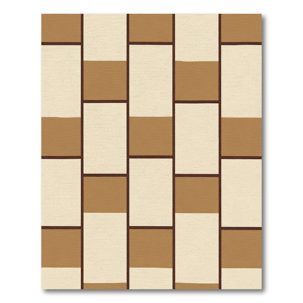 Terracotta Cream Rectangular Grid Rug