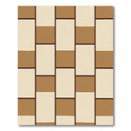 Terracotta Cream Rectangular Grid Rug