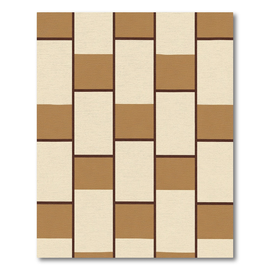 Terracotta Cream Rectangular Grid Rug