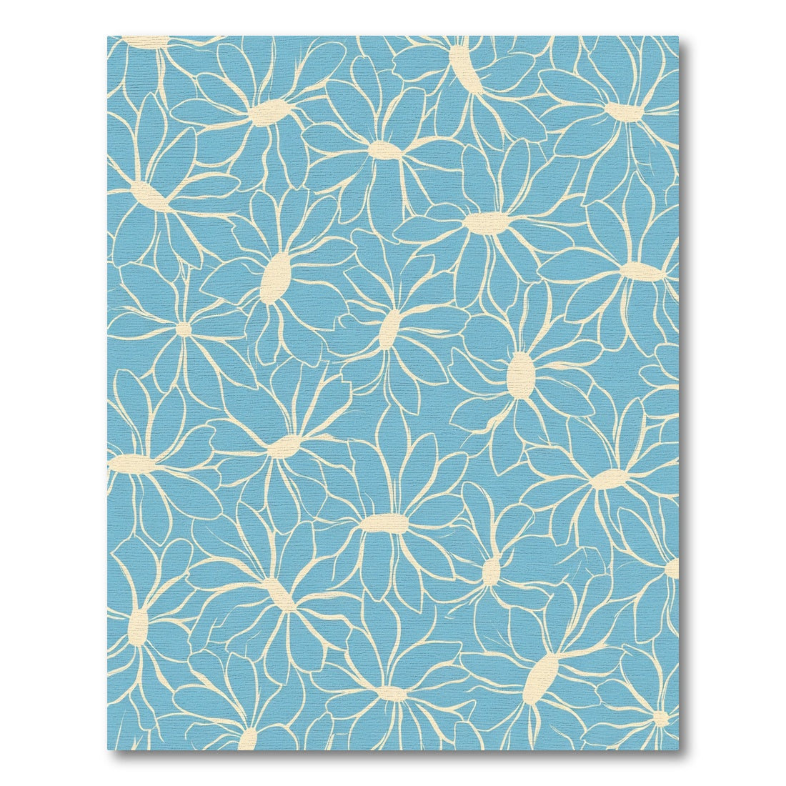 Sky Blue Outline Daisy Blooms Rug