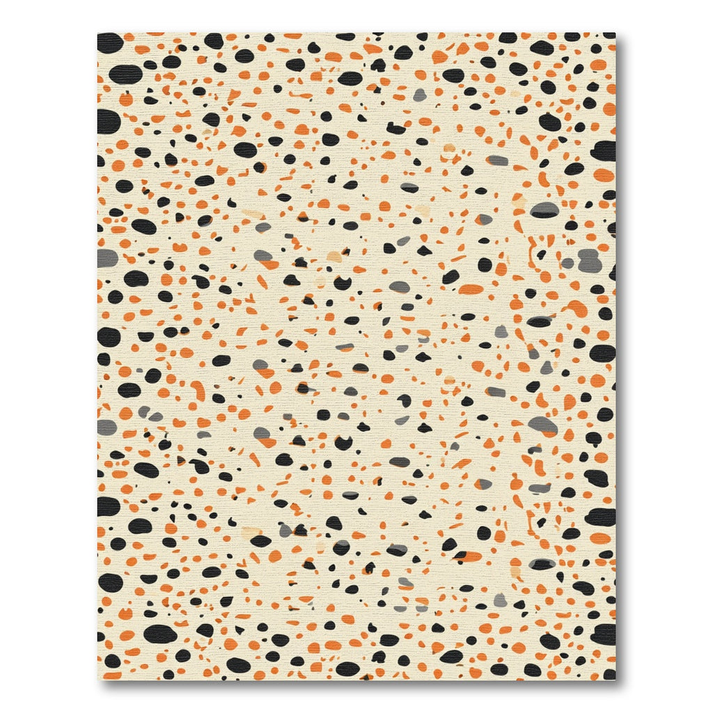Cream Black Orange Speckled terrazzo Rug