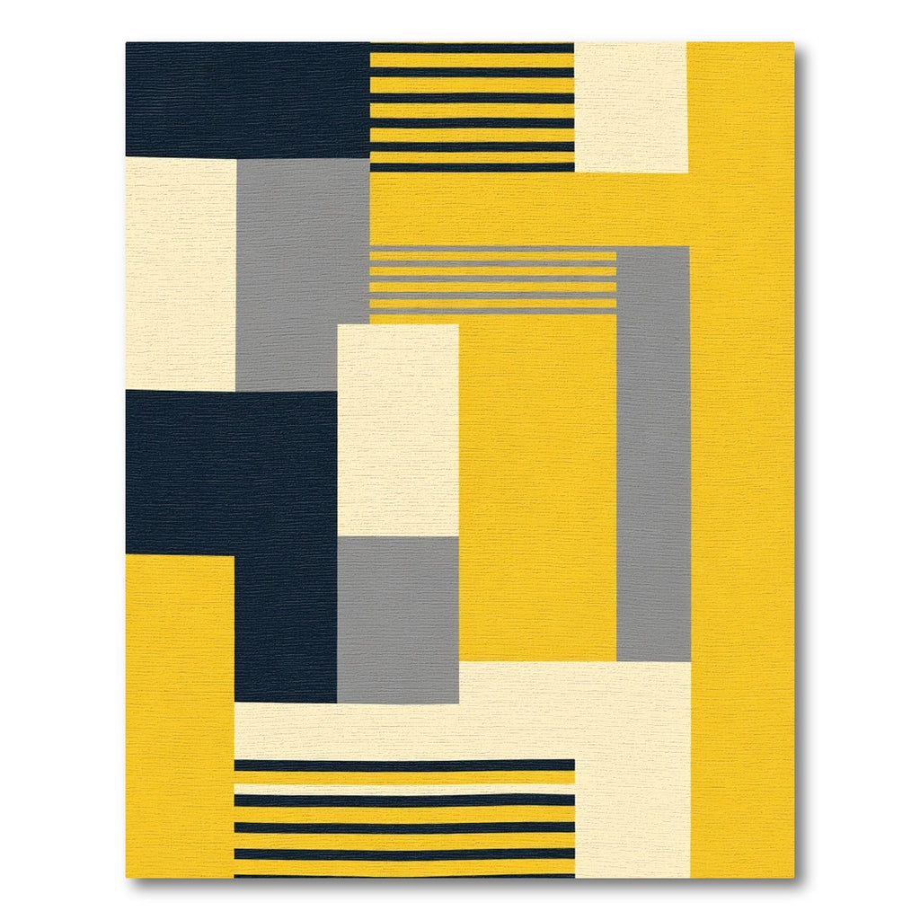 Bold Yellow Geometric Mondrian Blocks Rug