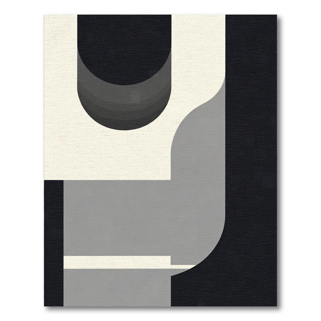 Modern Monochrome Abstract Geometric Shapes Rug