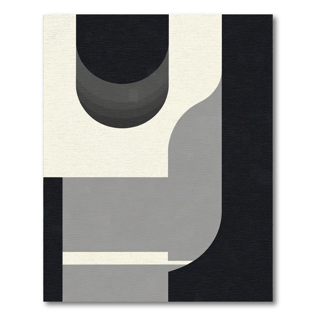 Modern Monochrome Abstract Geometric Shapes Rug