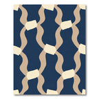Wavy Tan Beige Blobs Navy Rug