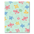Playful Coral Blue Yellow Floral Ferns Rug