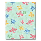 Playful Coral Blue Yellow Floral Ferns Rug