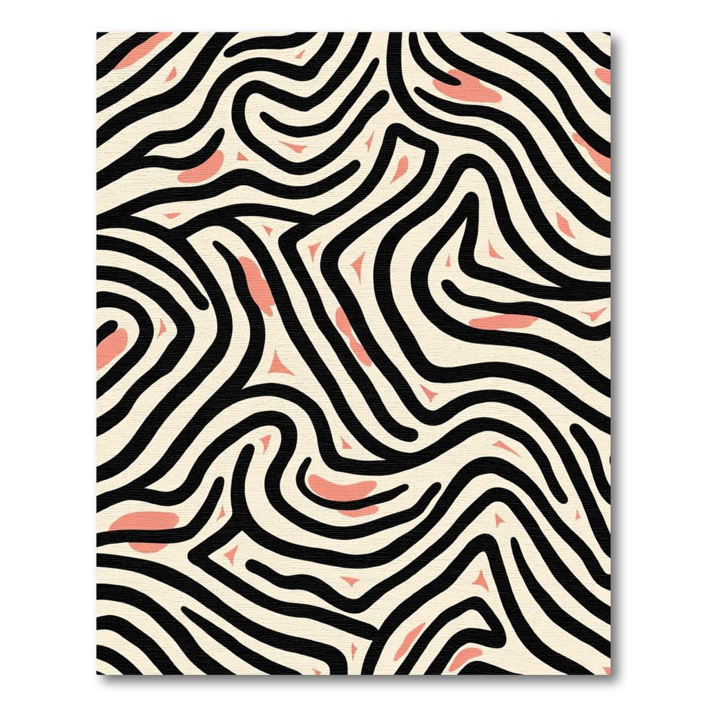 Abstract Black Cream Coral Swirls Rug