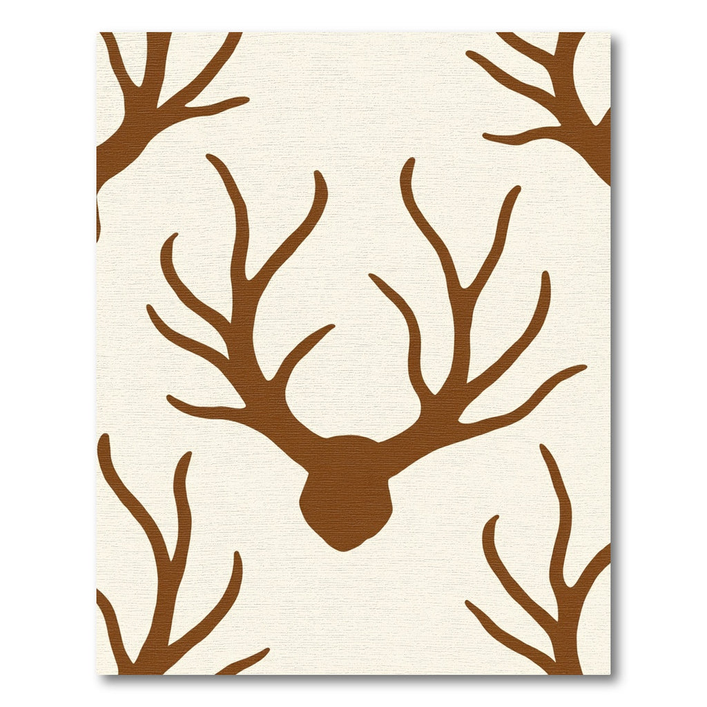 Brown Antler Silhouette Cream Rug