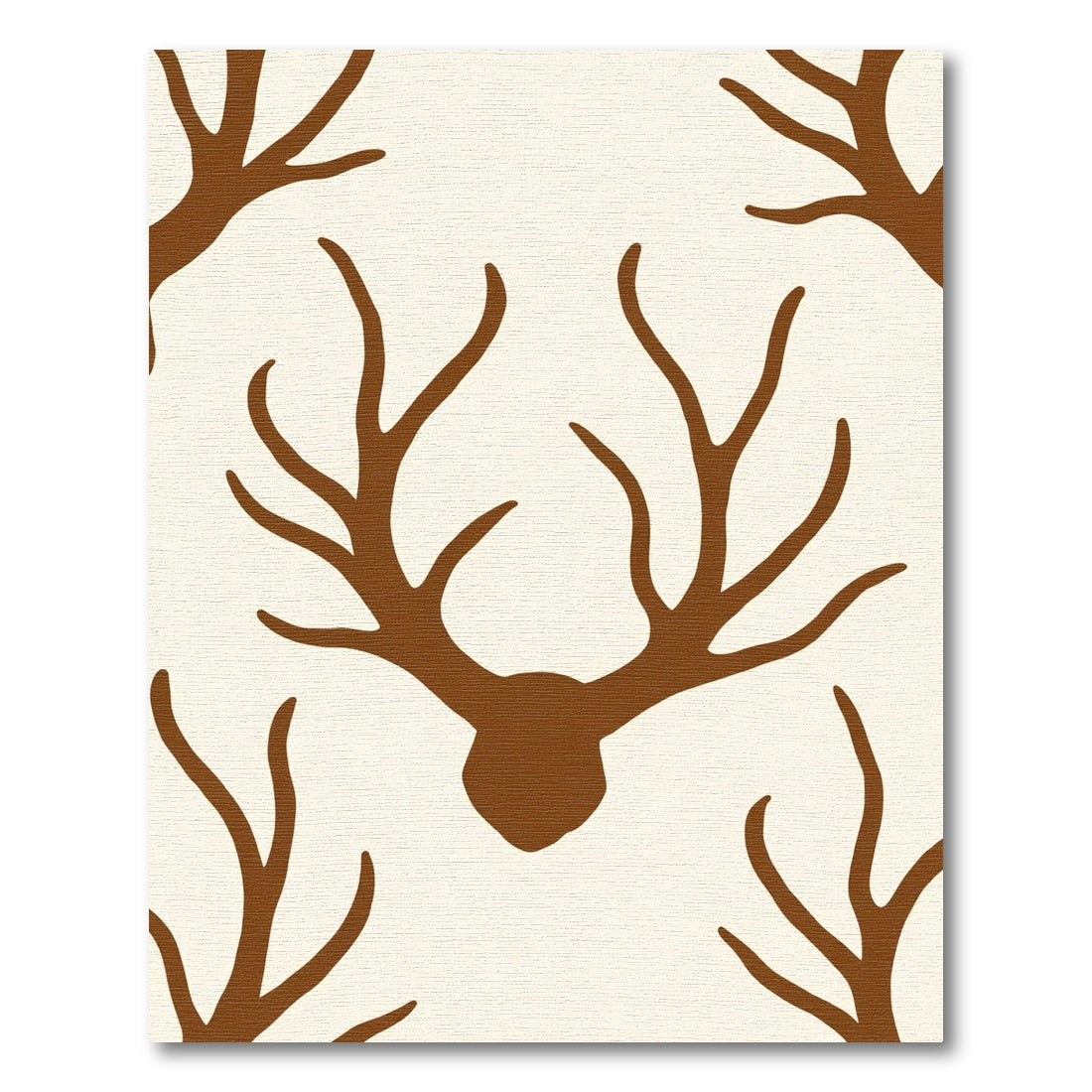 Brown Antler Silhouette Cream Rug