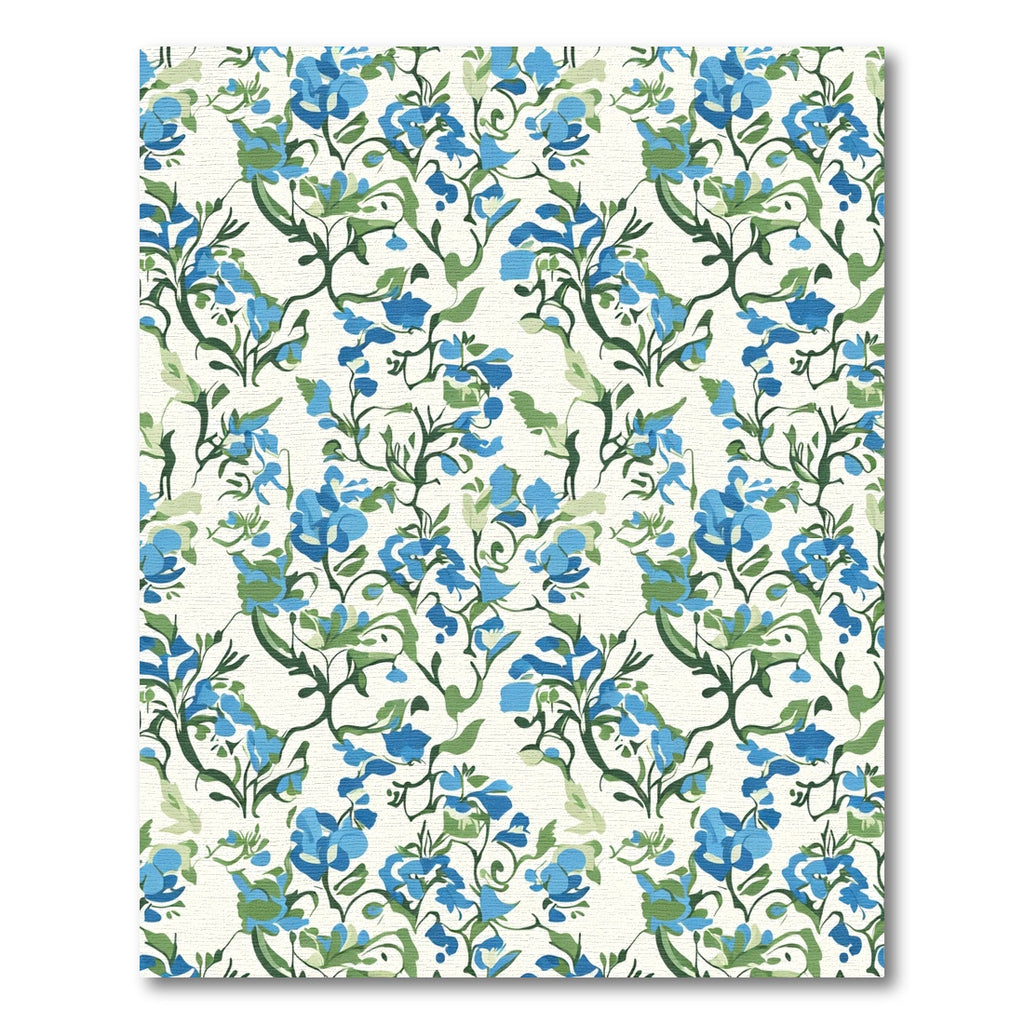 Blue Green Floral Vine Swirl Rug