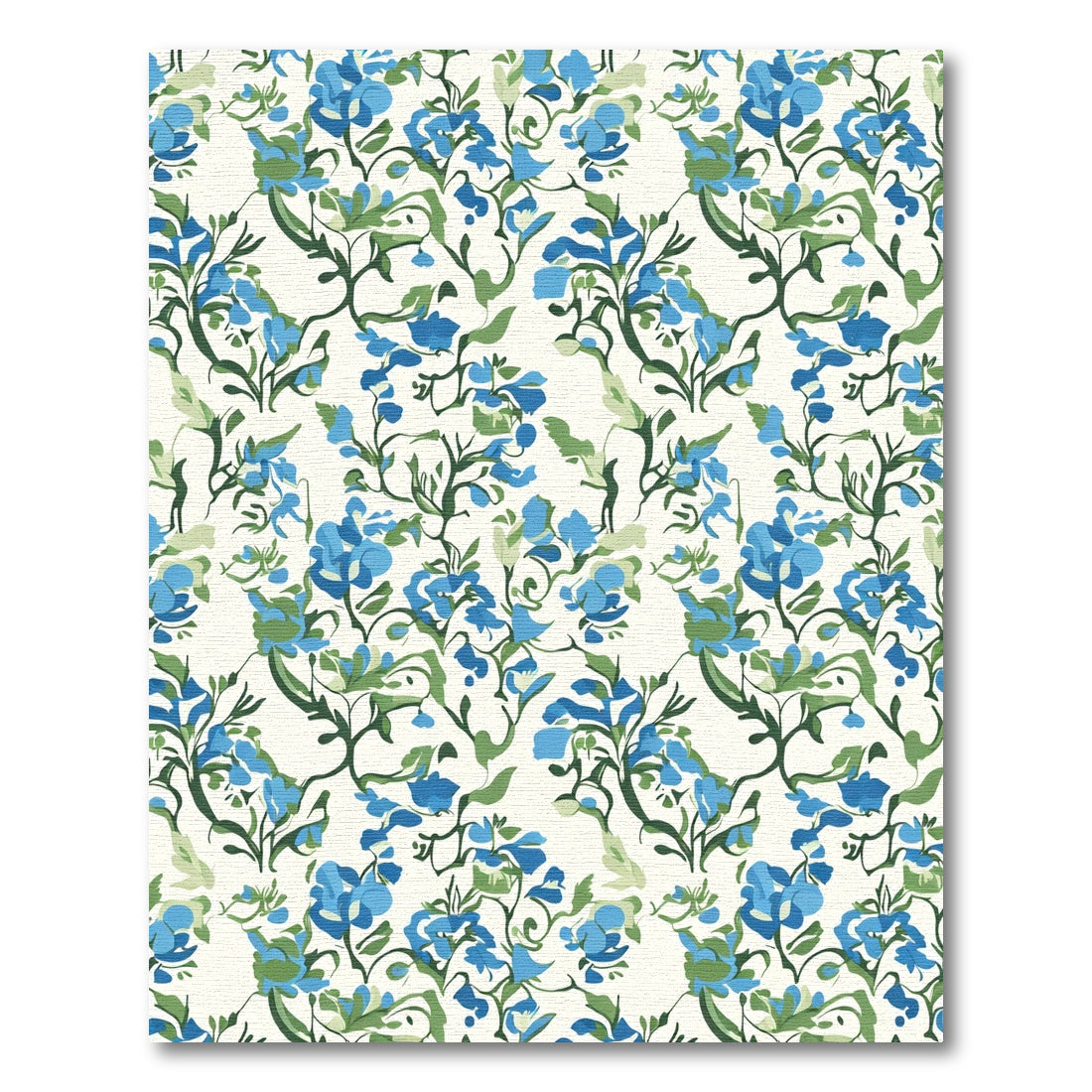Blue Green Floral Vine Swirl Rug