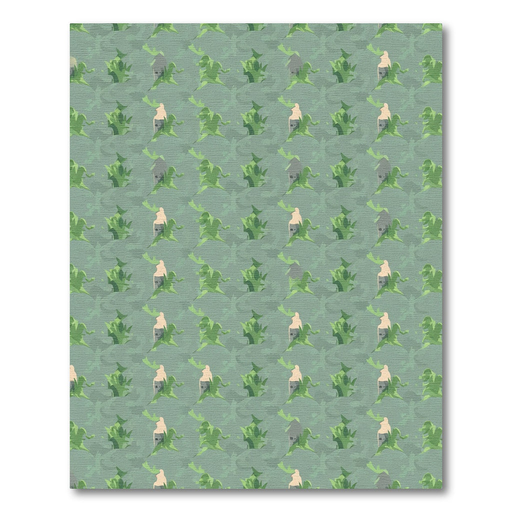 Sage Green Abstract Botanical Repeat Rug