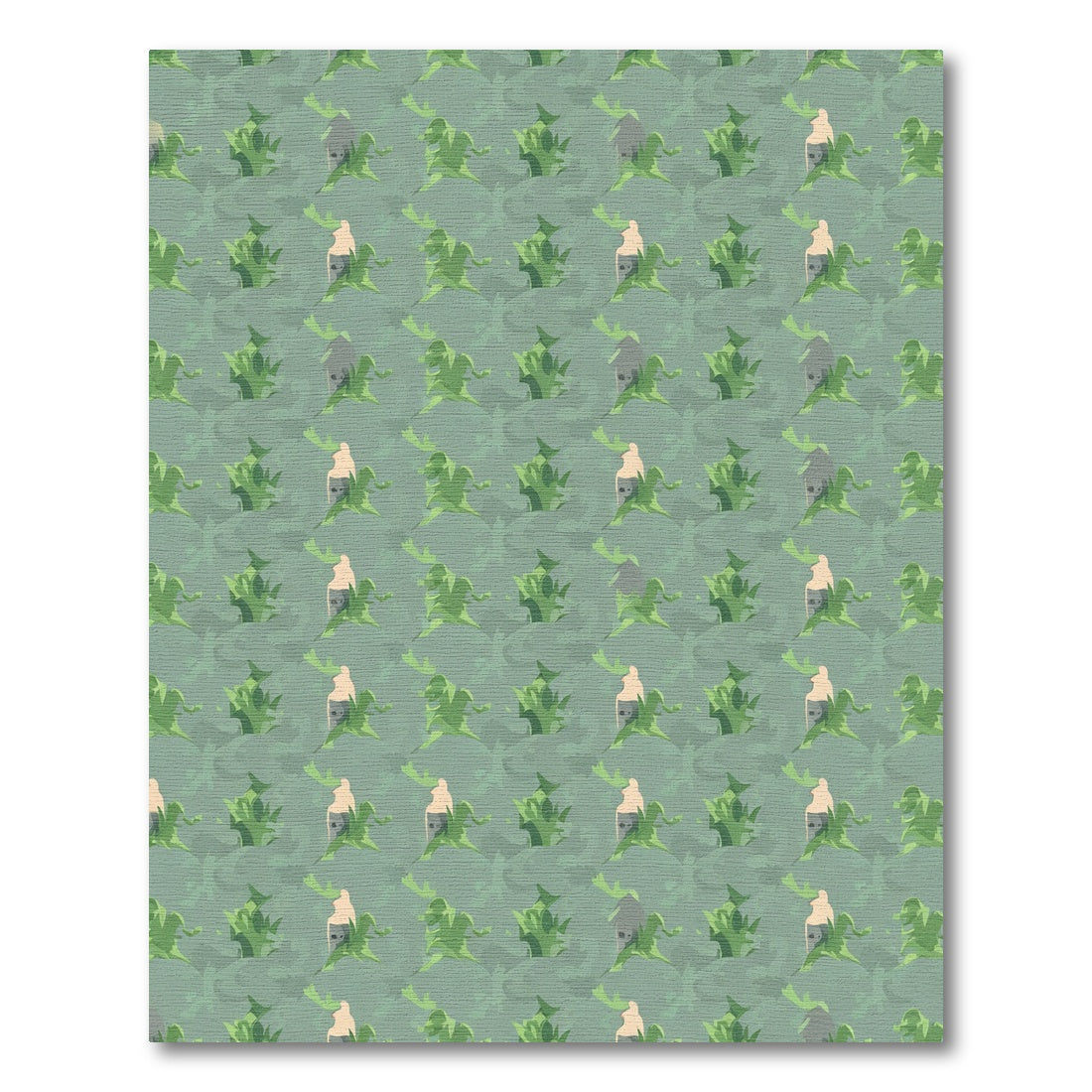 Sage Green Abstract Botanical Repeat Rug