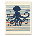 Navy Octopus on Striped Background Rug