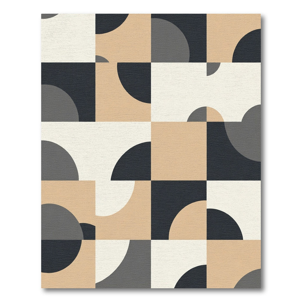 Modern Neutral Geometric Quarter Circle Rug