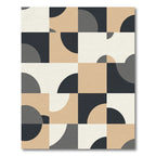 Modern Neutral Geometric Quarter Circle Rug