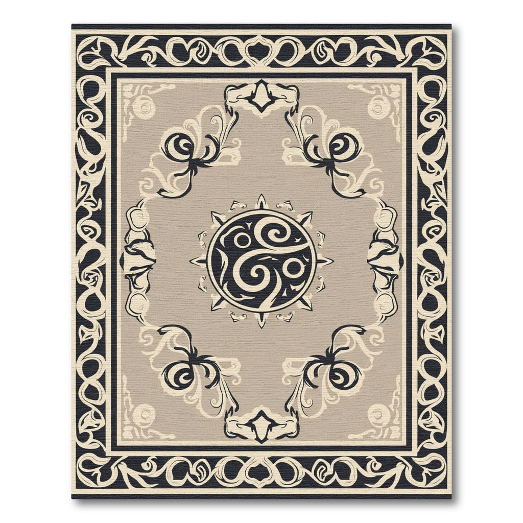 Tawny Sunburst Border Swirl Rug