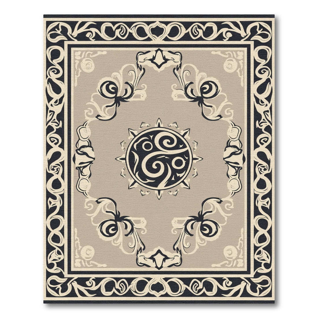 Tawny Sunburst Border Swirl Rug