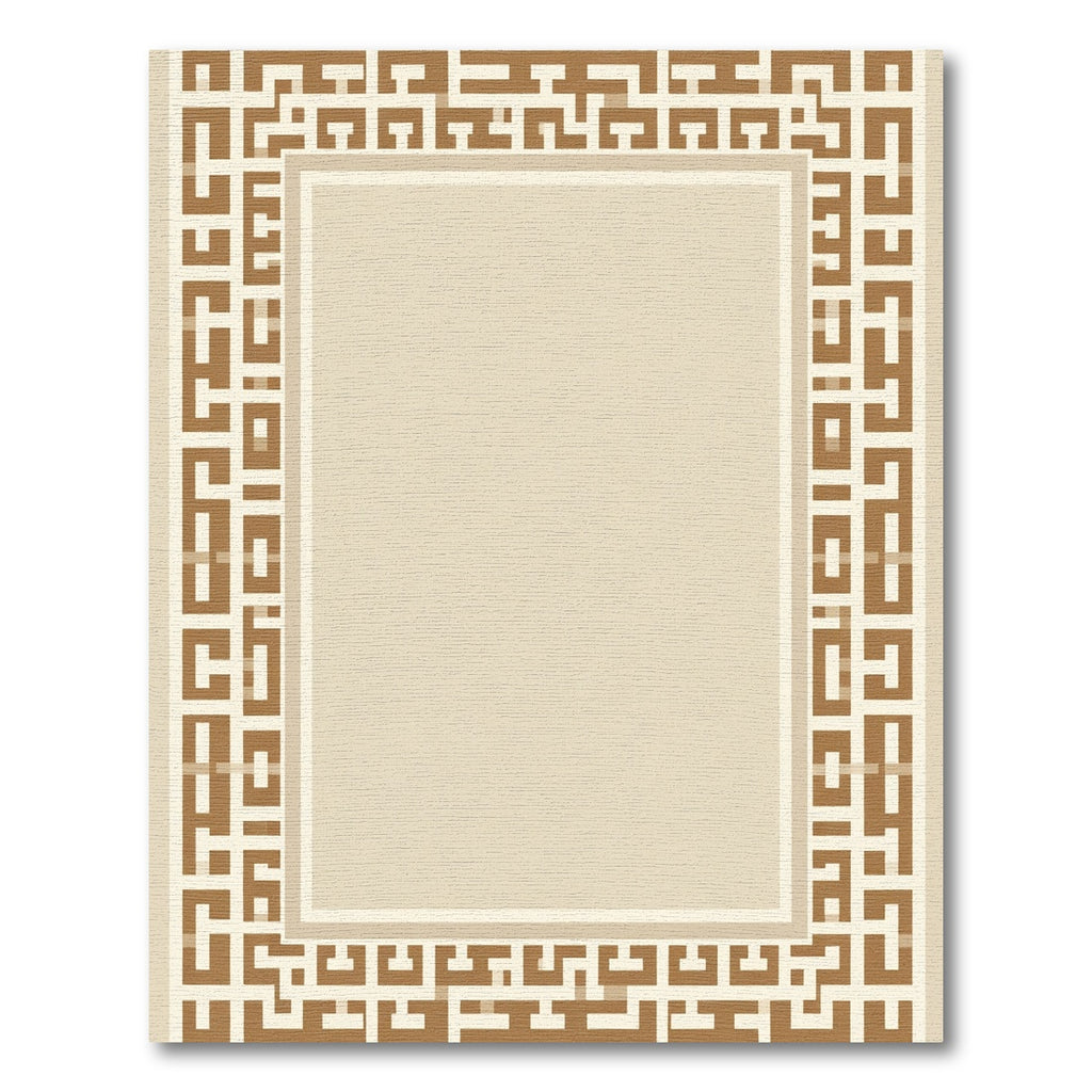 Geometric Taupe Border Modern Rug