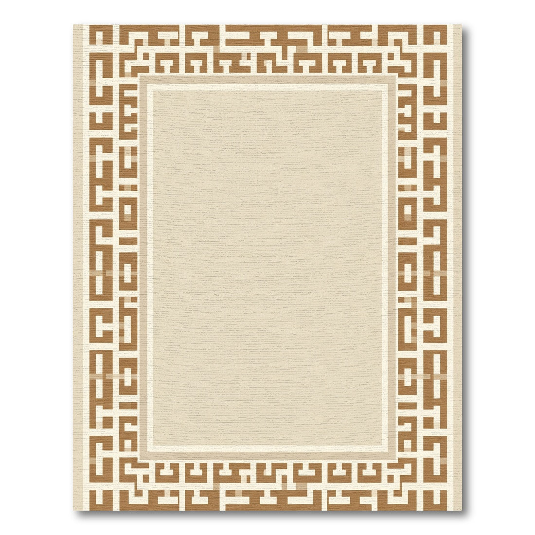 Geometric Taupe Border Modern Rug