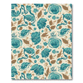 Teal Blue Golden Leaf Swirl Rug