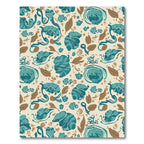 Teal Blue Golden Leaf Swirl Rug