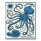Classic Blue Octopus Whimsical Swirl Rug