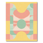 Pale Yellow Coral Mint Geometric Shapes Rug