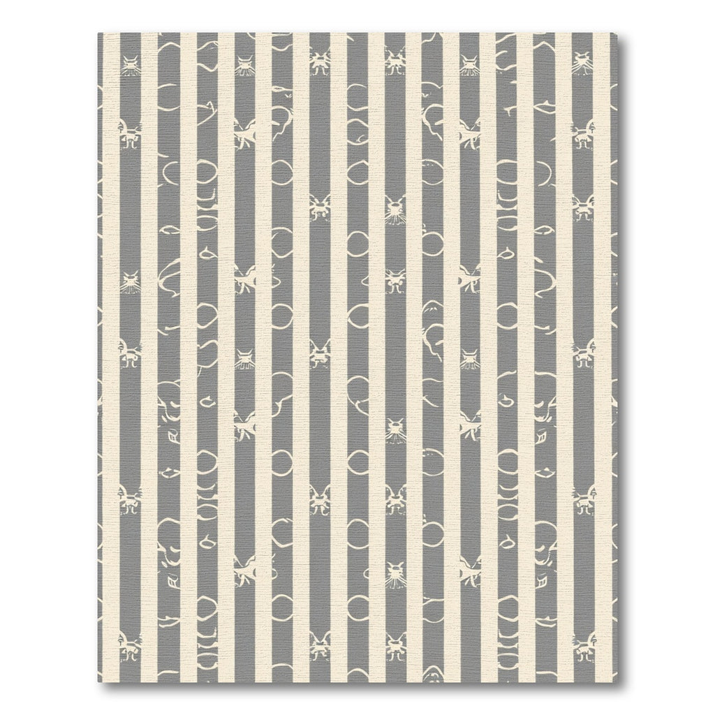 Gray Ivory Striped Butterfly Motif Rug