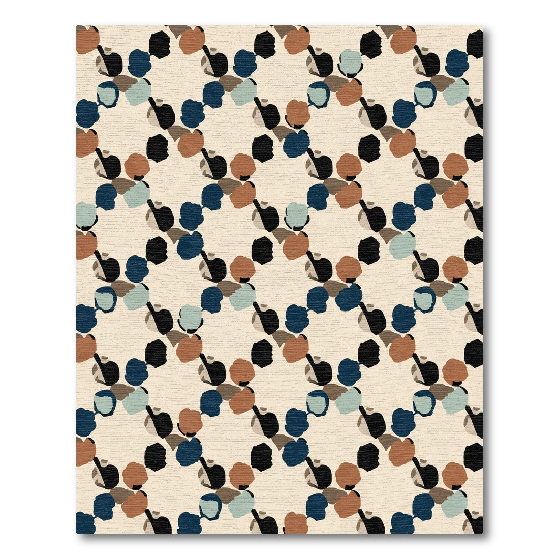Abstract Indigo Terra Cotta Circles Rug
