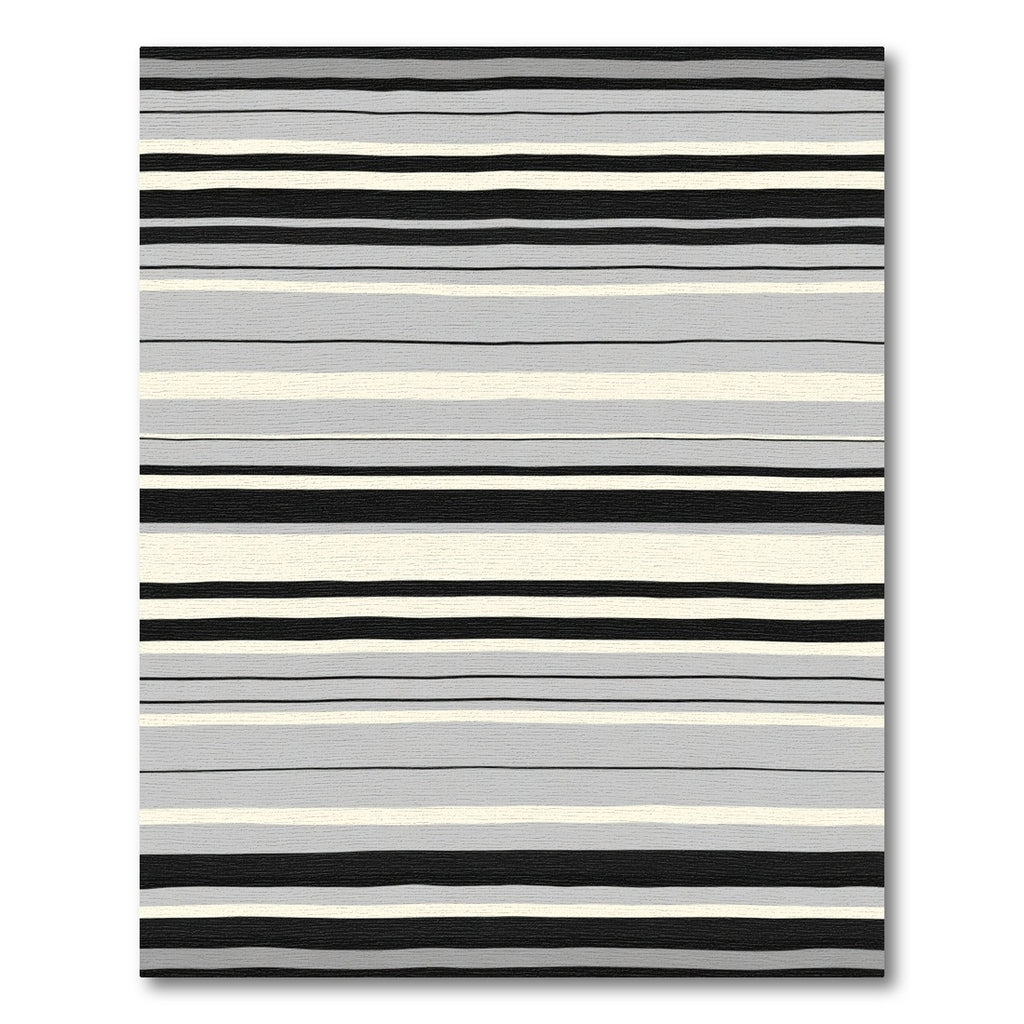 Minimalist Gray Black Cream Striped Rug