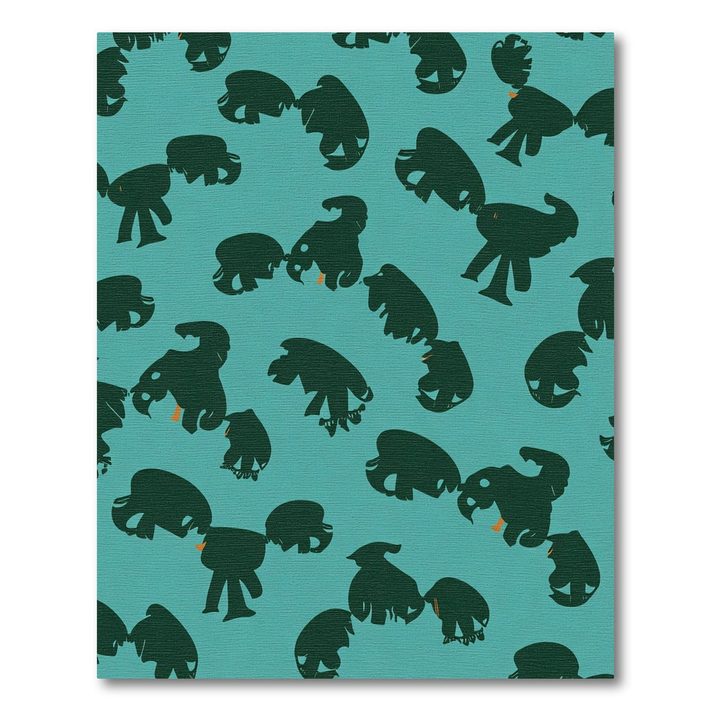 Teal Dark Abstract Animals Grouping Rug