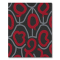 Bold Red Abstract Swirl Grid Rug
