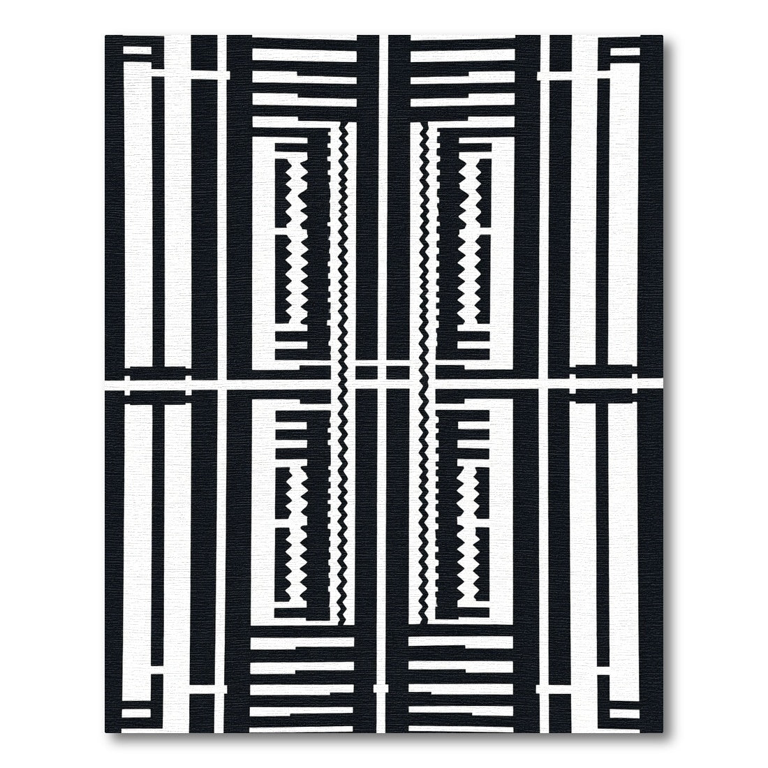 Bold Black White Geometric Rectangle Rug