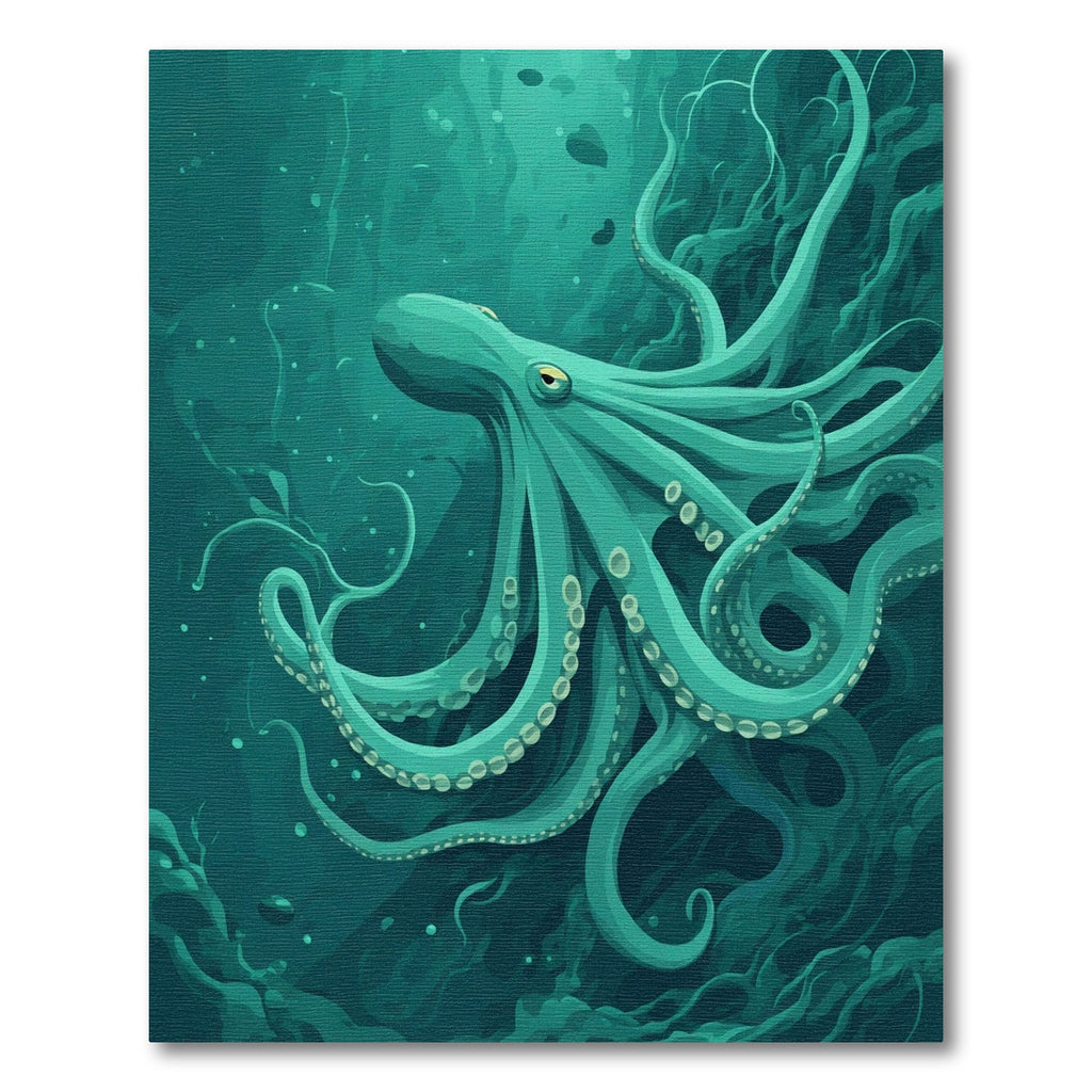 Teal Octopus Underwater Tentacle Swirl Rug