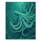 Teal Octopus Underwater Tentacle Swirl Rug
