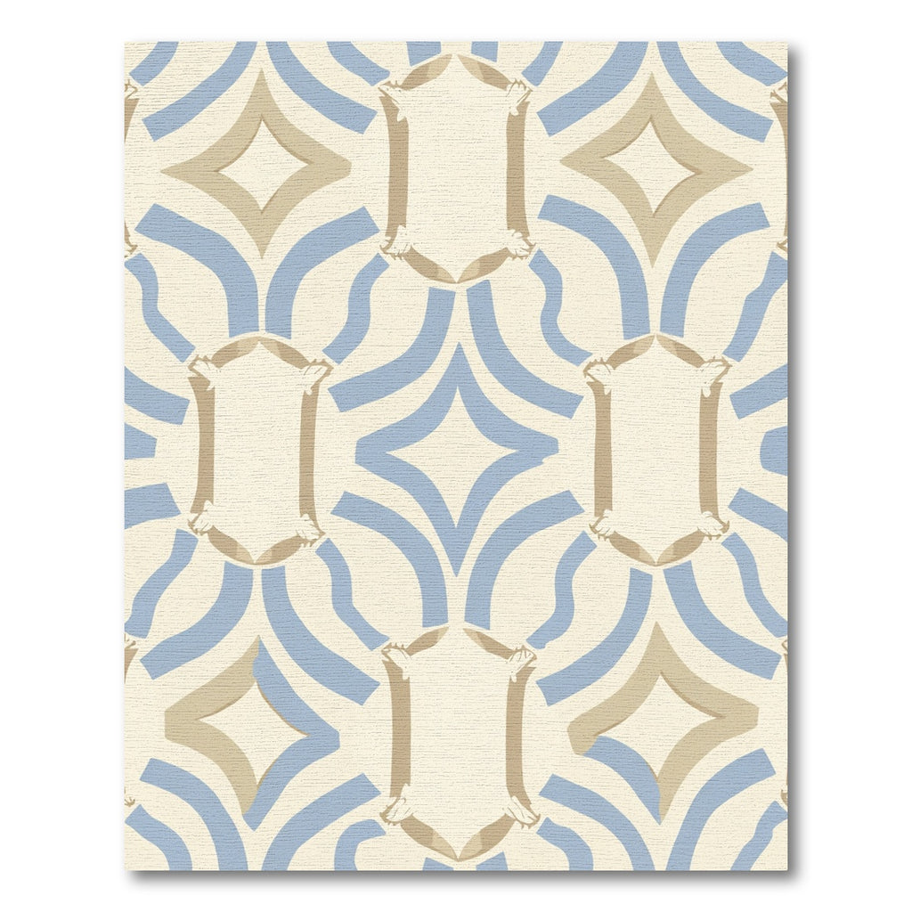 Pale Blue Tan Arch Medallion Rug