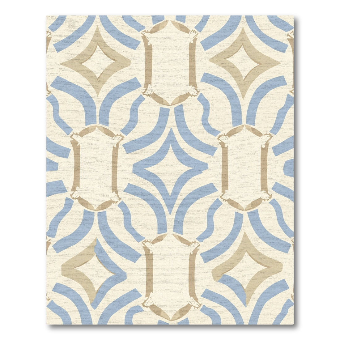 Pale Blue Tan Arch Medallion Rug